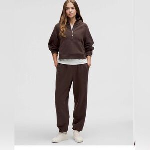 Lululemon 1/2 Zip Oversized Scuba Cropped Hoodie MED/LARGE Espresso Brown